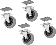 Image of Product. Casters with Mounting Plates. Front orientation. Casters. Heavy Duty Steel Chests, Four Mounting Plates with Bolts.