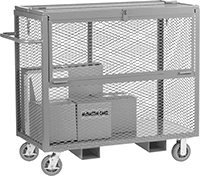 Image of ProductInUse. Closed. Front orientation. Box Trucks. Padlockable Steel Box Trucks with Mesh Panel Walls.