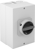 Image of Product. Switch with Lockout and Plastic Housing. Front orientation. Disconnect Switches. Washdown Enclosed Disconnect Switches, Plastic Housing, 3 Circuits Controlled with Lockout.