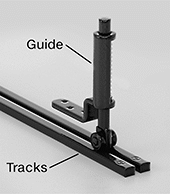 Image of System. Front orientation. Contains Annotated. Door Tracks and Fittings. Floor-Mount Tracks for Hanging Doors.