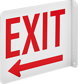 Image of Product. Exit with Arrow (Left). Front orientation. Signs. Flange-Mount Exit Signs, Exit with Arrow (Left).
