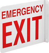 Image of Product. Emergency Exit. Front orientation. Signs. Flange-Mount Exit Signs, Emergency Exit.