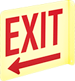 Image of Product. Exit with Arrow (Left). Front orientation. Signs. Flange-Mount Glow-in-the-Dark Exit Signs, Exit with Arrow (Left).