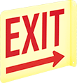 Image of Product. Exit with Arrow (Right). Front orientation. Signs. Flange-Mount Glow-in-the-Dark Exit Signs, Exit with Arrow (Right).