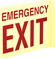 Image of Product. Emergency Exit. Front orientation. Signs. Flange-Mount Glow-in-the-Dark Exit Signs, Emergency Exit.
