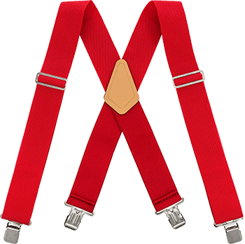 Image of Product. Front orientation. Red Suspenders.