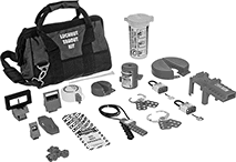 Image of Product. Front orientation. Lockouts. Electrical, Valve, and Air Hose Lockout Sets with Padlocks.