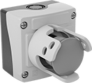 Image of Product. Front orientation. Emergency Stop Switches. Plastic Enclosed Push-Button-Actuator Emergency Stop Switches, Pull Reset with Guard.