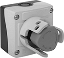 Image of Product. Front orientation. Emergency Stop Switches. Plastic Enclosed Push-Button-Actuator Emergency Stop Switches, Turn Reset with Guard.