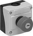 Image of Product. Front orientation. Emergency Stop Switches. Plastic Enclosed Push-Button-Actuator Emergency Stop Switches, Key Reset (2 Keys Included).