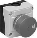Image of Product. Front orientation. Emergency Stop Switches. Plastic Enclosed Push-Button-Actuator Emergency Stop Switches, Pull Reset with Power Indicator.