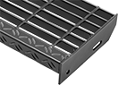Image of Product. Front orientation. Stair Treads. Metal Bar Grating Stair Treads, Smooth, Powder-Coated Steel.