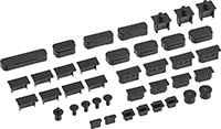 Image of Product. Front orientation. Data Port Plugs. Computer Port Plug Assortments.