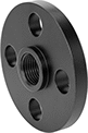 Image of Product. Front. Front orientation. Pipe and Fittings. Low-Pressure Iron and Steel Threaded Pipe Flanges, Forged Flanges, Flanged Fitting Connection, Threaded Fitting Connection, Female, Raised Surface.