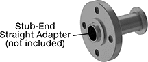 Image of System. Stub-End Flange with Straight Adapter: Front. Front orientation. Contains Annotated. Pipe and Fittings. Low-Pressure Iron and Steel Unthreaded Pipe Flanges, Flanges, Stub-End Female, Flat Surface.