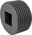 Image of Product. NPT Male. Front orientation. Pipe and Fittings. FM-Approved Low-Pressure Iron and Steel Threaded Pipe Fittings, Square-Drive Plugs, Threaded Fitting Connection, Male.