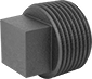 Image of Product. NPT Male. Front orientation. Pipe and Fittings. FM-Approved Low-Pressure Iron and Steel Threaded Pipe Fittings, External-Square-Drive Plugs, Threaded Fitting Connection, Male.