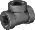 Image of Product. NPT Female. Front orientation. Pipe and Fittings. FM-Approved Low-Pressure Iron and Steel Threaded Pipe Fittings, Tee Connectors, Threaded Fitting Connection, Female.