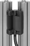 Image of ProductInUse. M12 Connection Plug In on Bottom. Front orientation. T-Slotted Framing and Fittings. Switches for T-Slotted Framing, Hinge Safety Switches, For Single Rails, M12 Connection Plug In on Bottom.