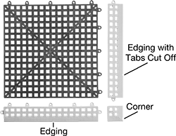 Image of System. Top orientation. Contains Annotated. Floor Mats. Interlocking Drainage Floor Mats.