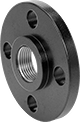 Image of Product. Front. Front orientation. Pipe and Fittings. FM-Approved Low-Pressure Iron and Steel Threaded Pipe Flanges, Cast Flanges, Flanged Fitting Connection, Threaded Fitting Connection, Female, Flat Surface.