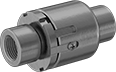 Image of Product. Front orientation. Pipe and Fittings. High-Pressure Iron and Steel Threaded Pipe Fittings, Intermittent-Swivel Straight Connectors, Threaded Fitting Connection, Female.