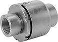 Image of Product. Front orientation. Pipe and Fittings. Extreme-Pressure Iron and Steel Threaded Pipe Fittings, Intermittent-Swivel Straight Connectors, Threaded Fitting Connection, Female.