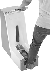 Image of ProductInUse. Front orientation. Shoe Cover Dispensers. Dispensers for Clean Room Shoe Covers, For 220 Shoe Covers.
