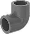 Image of Product. Front orientation. Pipe and Fittings. CPVC Pipe Fittings for Chemicals, Short 90° Elbow Connectors, Cement Socket Female.