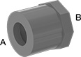 Image of Product. Front orientation. Contains Annotated. Pipe and Fittings. CPVC Pipe Fittings for Chemicals, Bushing Straight Reducing Adapters, Cement Socket Male × Cement Socket Female, Hex Body.