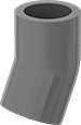 Image of Product. Front orientation. Pipe and Fittings. CPVC Pipe Fittings for Chemicals, 22 1/2° Elbow Connectors, Cement Socket Female.