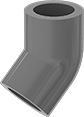 Image of Product. Front orientation. Pipe and Fittings. CPVC Pipe Fittings for Chemicals, 45° Elbow Connectors, Cement Socket Female.