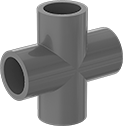Image of Product. Front orientation. Pipe and Fittings. CPVC Pipe Fittings for Chemicals, Cross Connectors, Cement Socket Female.
