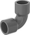 Image of Product. Front orientation. Pipe and Fittings. CPVC Pipe Fittings for Chemicals, Long 90° Elbow Connectors, Cement Socket Female.
