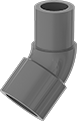 Image of Product. Front orientation. Pipe and Fittings. CPVC Pipe Fittings for Chemicals, 45° Elbow Adapters, Cement Socket Female × Cement Socket Male.