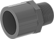 Image of Product. Cement Socket Female × NPT Male. Front orientation. Pipe and Fittings. CPVC Pipe Fittings for Chemicals, Straight Adapters, Male, Female, Threaded Fitting Connection, Cement-Socket Fitting Connection, Hex Body.