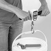 Image of ProductInUse. Shown with Snap Hook Attachment. Front orientation. Force Gauges. Ergonomics Testers, Aluminum Housing, Snap Hook Attachment.