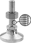Image of Product. Front orientation. Contains Inset. Leveling Mounts. High-Capacity Swivel Leveling Mounts with Threaded Stud.