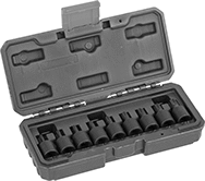 Image of Product. Front orientation. Bit Sockets. Impact Torx Bit Socket Sets, Plastic Case.