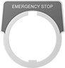 Image of Product. Front orientation. Legend Plates. Metal Legend Plates for Emergency Stop Switches, Style C.