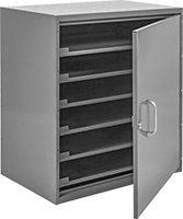 Image of Product. Front orientation. Cabinets. Create-Your-Own Stackable Small-Parts Cabinets with Compartmented Boxes, With Ball-Bearing Drawer Slides and Locking Door, For 6 Boxes.