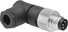 Image of Product. Front orientation. Metric Circular Connectors. M8 Connectors, 90° Elbow Plugs.