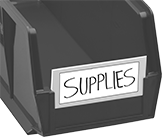 Image of ProductInUse. Front orientation. Label Holders. Label Holders for Bin Boxes, Plain Back.