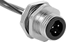 Image of Product. Front orientation. Metric Circular Connectors. M12 Connectors, Male Receptacles, Unshielded.