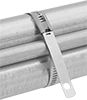 Image of ProductInUse. Front orientation. Cable Ties. Stainless Steel Cable Ties, Tooth Lock Closure.