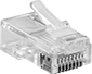 Image of Product. Front orientation. RJ45 Connectors. Unshielded Crimp-On RJ45 Connectors.