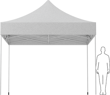 Image of Product. Side1 orientation. Contains SizingReference. Pop-Up Tent, 10' Wide x 10' Deep, 4 Legs, White.