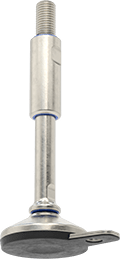 Image of Product. Front orientation. Sanitary Swivel Leveling Mount with Threaded Stud, Stay-Put, 1 Hole, 4-1/8" Long x 3/4"-10 Thread, 7-3/16" High.