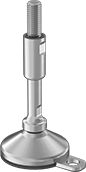 Image of Product. Front orientation. Leveling Mounts. Stay-Put Sanitary Vibration-Damping Swivel Leveling Mounts with Threaded Stud, One Offset Mounting Hole.