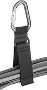 Image of ProductInUse. Top orientation. Hook and Loop Straps. Mountable Hook and Loop Straps, Carabiner Mount, Straps with Buckle.